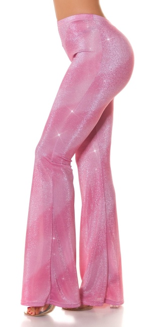 feest uitgaans flarred broek met glitter gradient roze